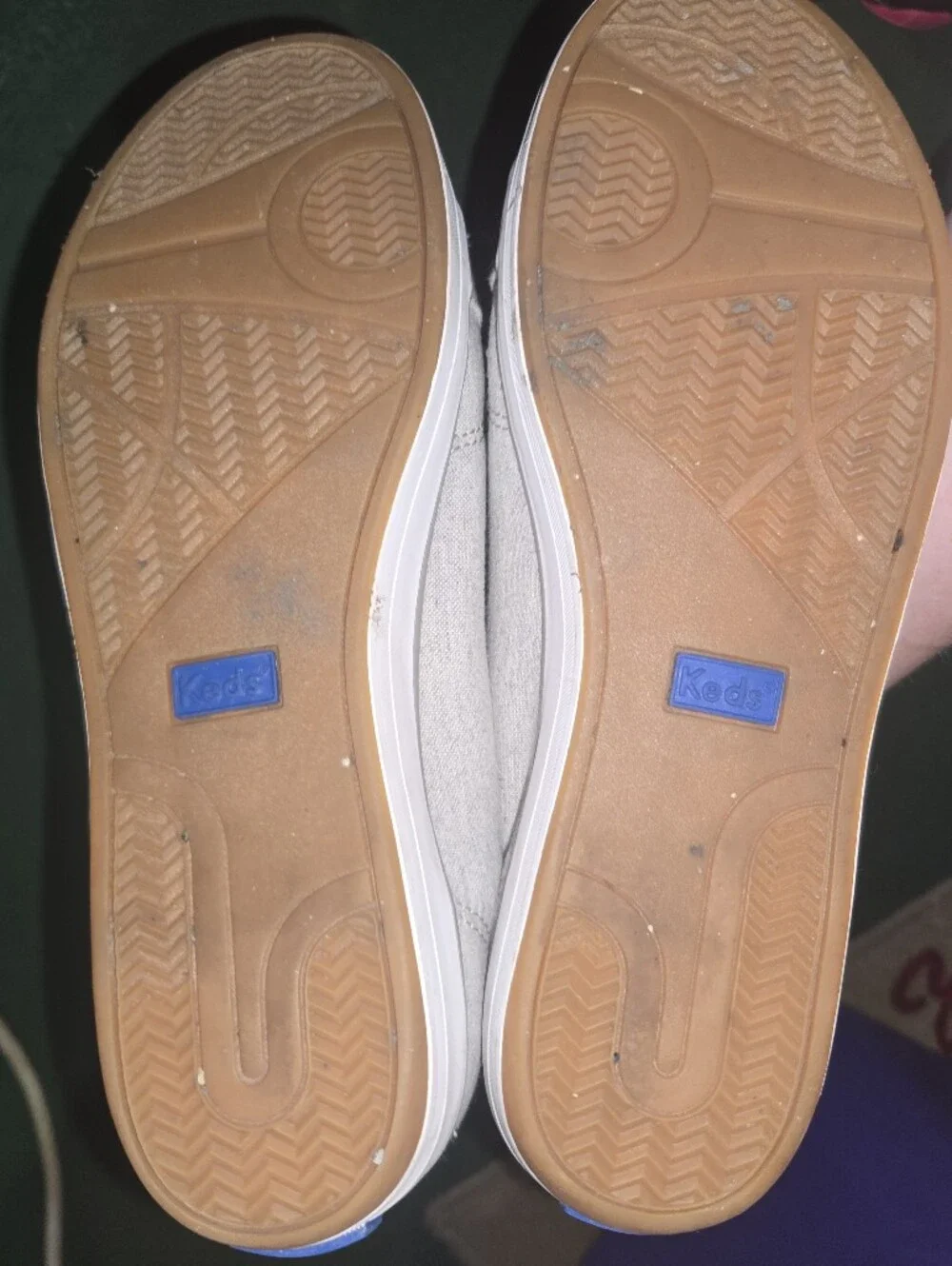 Keds Light Gray Canvas Sneakers with Blue Insole